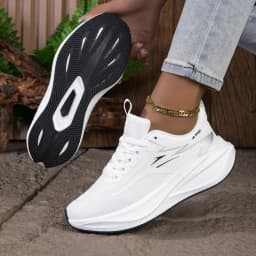 Women's Breathable Mesh Running Sneakers, Lightweight Cushioning Wedge-Shaped Thick-Soled Casual Running Shoes, Non-Slip Rubber Outsole, Walking Training Shoes, Trendy White and Blue Color Scheme, Daily Jogging Fitness Casual Shoes