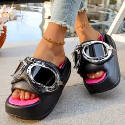 Platform Open Toe Sandals Women's Fashion Outside Wear Versatile Platform Non-slip Comfortable Sandals and Slippers