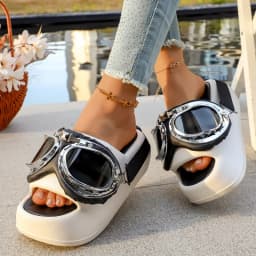Platform Open Toe Sandals Women's Fashion Outside Wear Versatile Platform Non-slip Comfortable Sandals and Slippers