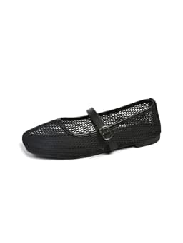 Summer Ladies Mesh Hollow Out Mary Jane Flat Pumps Square Toe Adjustable Buckle Strap Comfort Soft Flat Sole Casual Daily Shoes
