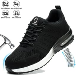 Steel Toe Work Shoes for Men Women Anti-Smash Anti-Puncture Blue Safety Shoes Breathable Lightweight Air Cushion Work Shoes