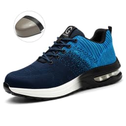 Steel Toe Work Shoes for Men Women Anti-Smash Anti-Puncture Blue Safety Shoes Breathable Lightweight Air Cushion Work Shoes