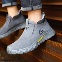 Rubber Sole Safety Work Boots For Men Shoes Steel Toe Safety Shoes Men Anti-Smash Puncture-Proof Indestructible Mining Boots