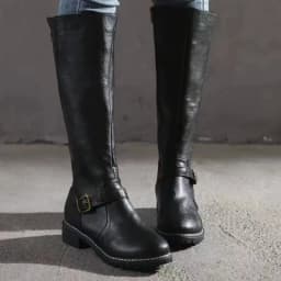 New Winter Women's Riding Boots 2024 Round Toe Chunky Heel Over-the-Knee High Boots Women's Buckle Platform Shoes Botas Mujer