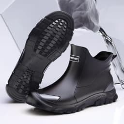 Men's Short Rain Boots Urban Water Boots Non-slip Wear-resistant Wading Boots Men's Trendy Lightweight Waterproof Rubber Shoes