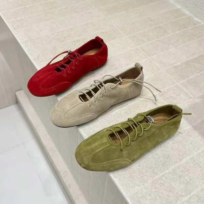 Lace-up Flats Fashion Round Toe Deep Mouth Soft Sole Non-slip Comfortable Low Top Shoes