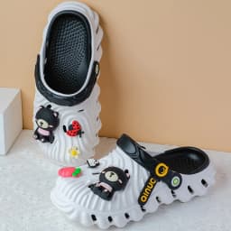 Women's Diy Cute Bear Clogs Sandals Summer 2025 Slip On Wedge Platform Sandals Woman Fashion Thick Sole Garden Shoes Ladies