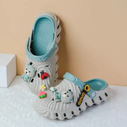 Women's Diy Cute Bear Clogs Sandals Summer 2025 Slip On Wedge Platform Sandals Woman Fashion Thick Sole Garden Shoes Ladies