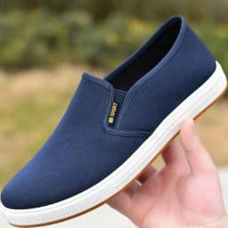 Men's Canvas Sneakers Casual Slip-On Vulcanized Lightweight Flat Shoes Affordable Free Shipping
