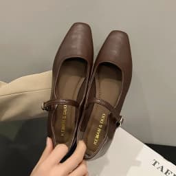 Mary Jane Single Shoes Thick Heel Shoes Elegant Classic Retro Square Toe Comfortable Soft Shallow Cut Low Heel Women's Shoes