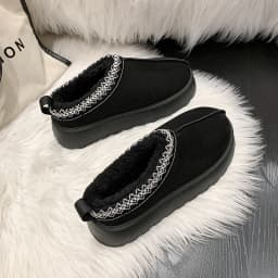 Feslishoet Winter Woman Slippers Plush Interior Anti Slip Sole Thick Bottom Embroider Fashion Warm Slippers Use Indoor Outdoor