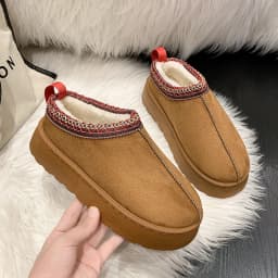 Feslishoet Winter Woman Slippers Plush Interior Anti Slip Sole Thick Bottom Embroider Fashion Warm Slippers Use Indoor Outdoor