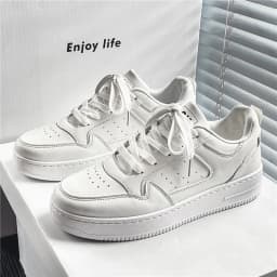 Men's Spring Summer Breathable Sneakers Trendy Versatile Thick-Soled White Sports Casual Shoes