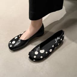 Genuine Leather Sweet Style Yellow Polka Dot Shallow Single Shoes for Women, Niche Versatile Shoes, Slip-on Small Leather Shoes