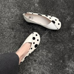 Genuine Leather Sweet Style Yellow Polka Dot Shallow Single Shoes for Women, Niche Versatile Shoes, Slip-on Small Leather Shoes