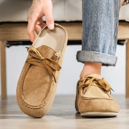 Lefu Shoes Men's Lightweight Bean Shoes Summer One Step Push Lazy Breathable Casual Half Support Slippers for Men