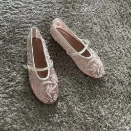 Mesh Embroidery String Bead Design Women Ballet Flats Fashion Buckle Breathable Mary Jane Shoe Comfort Low Heel Soft Flat Sandal