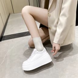 Platform White Shoes Women's Sneaker New Casual Sports Muffin Shoe Heightening Lace-up Women Board Shoes
