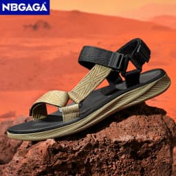 Classic Black Men Sport Sandals Summer Leisure Beach Holiday Sandals Outdoor Antiskid Breathable Flat Sandals Shoes