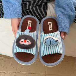 Women Men House Fur Slippers Casual Cute Lovely Animals Pattern Design All Season Indoor Non-slip Warm Soft Soles Comfy Home New