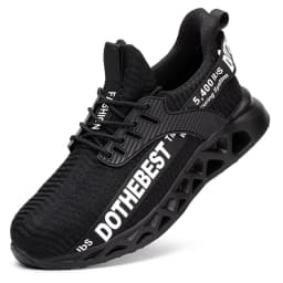 Steel Toe Safety Shoes for Men Lightweight Breathable Work Shoes Grey Anti-Smash Anti-Puncture Work Shoes Comfortable Durable