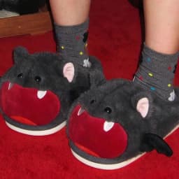 Women House Fur Slippers Casual Cute Lovely Bat Design Dark Grey Winter Indoor Non-slip Warm Soft Soles Comfy Home Female New