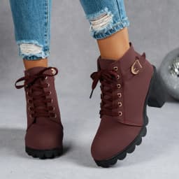 New Spring Winter Fashionable Versatile Women Boots Lace-up Fashionable Versatile Ladies Shoes Comfortable High Heels Boots