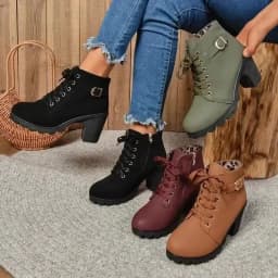 New Spring Winter Fashionable Versatile Women Boots Lace-up Fashionable Versatile Ladies Shoes Comfortable High Heels Boots