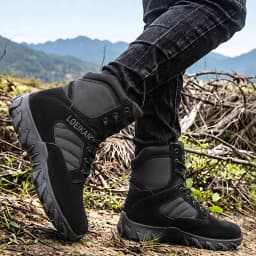 LOEIKAN Men Military Tactical Boots Shock Absorbing Anti-Slip High Top Shoes For Hunting Trekking Daily Work Outdoor