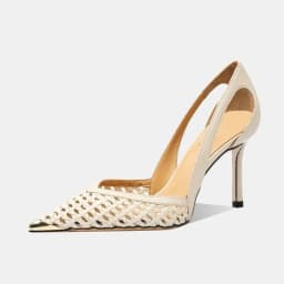 French Beautiful Fashion Versatile Woven High Heels 2025 New Cutout Pointed Toe Sandals Women