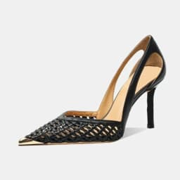 French Beautiful Fashion Versatile Woven High Heels 2025 New Cutout Pointed Toe Sandals Women