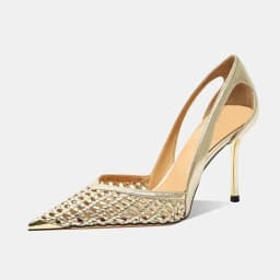 French Beautiful Fashion Versatile Woven High Heels 2025 New Cutout Pointed Toe Sandals Women