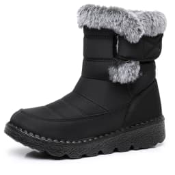 Women Waterproof Snow Boots Thick Fleece Lined Magic Tape Non Slip Sole Winter Warm Mid Calf Outdoor Boots