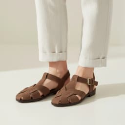 Brown Gladiator Sandals for Women 2026 New Summer Retro Woven Closed Toe Flat Sandals Comfort Buckle Strap Shoes