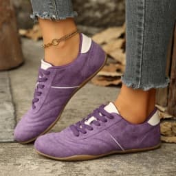 Women Natural Suede Leather Lace-up 2026 New Sneakers Round Toe Soft Comfort Casual Female Outdoor Drive/walk Shoes for Woman