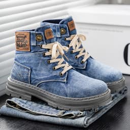 Men's high top denim boots, casual sports shoes, trendy and fashionable men's boots