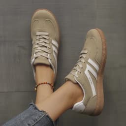Mix Color Women's Autumn Sneakers Fashion Splicing Flat Heel Vulcanized Shoes Female Lace-Up Non-Slip Pu Leather Casual Shoes