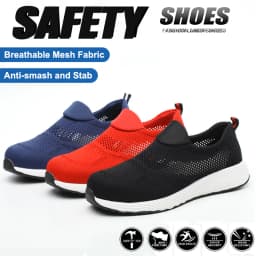 Summer Lightweight Work Sneakers Steel Toe Men Women Tennis Work Safety Shoes Breathable Construction Shoes Work Boots Footwear