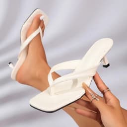 Square Toe Thong Mule Sandals Women Kitten Heel Flip Flop Slide Shoes
