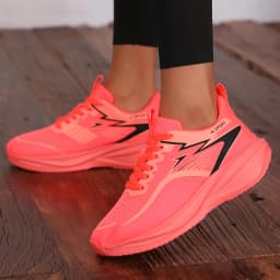 Women's Sneakers Breathable Knitted Mesh Comfortable Flat Lace Up Shoes Trendy Fashionable Casual Outdoor Women Running 2026