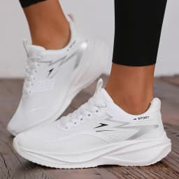 Women's Sneakers Breathable Knitted Mesh Comfortable Flat Lace Up Shoes Trendy Fashionable Casual Outdoor Women Running 2026