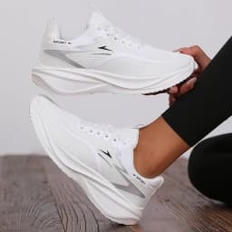 Women's Sneakers Breathable Knitted Mesh Comfortable Flat Lace Up Shoes Trendy Fashionable Casual Outdoor Women Running 2026