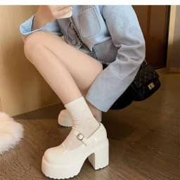 Fashionable New Thick Soled Retro Single Button Strap Women's Shoes Versatile Thick Heel Waterproof Platform Women's Single Shoe