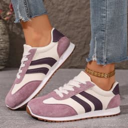 New 2026 Large Size Cross Band Color Block Running Shoes Lightweight Slip-On Sports Sneakers Comfortable Round Toe Rubber Sole