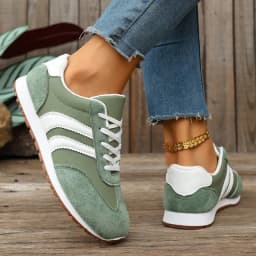 New 2026 Large Size Cross Band Color Block Running Shoes Lightweight Slip-On Sports Sneakers Comfortable Round Toe Rubber Sole