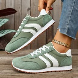 New 2026 Large Size Cross Band Color Block Running Shoes Lightweight Slip-On Sports Sneakers Comfortable Round Toe Rubber Sole