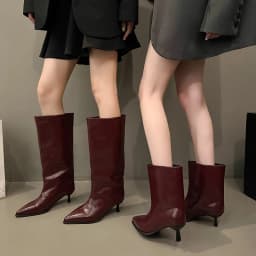 Winter Thin Low Heels Women Knee-High Boots Fashion Pointed Toe Wedding Party Shoes Ladies Elegant Slip On Long Booties