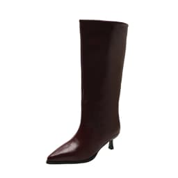 Winter Thin Low Heels Women Knee-High Boots Fashion Pointed Toe Wedding Party Shoes Ladies Elegant Slip On Long Booties