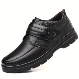 Business Casual Retro-Style Men's Slip-On Shoes, Featuring a Velcro Closure Design, Comfortable Soft Sole, and Non-Slip