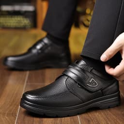 Business Casual Retro-Style Men's Slip-On Shoes, Featuring a Velcro Closure Design, Comfortable Soft Sole, and Non-Slip